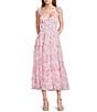 B. Darlin Chiffon Floral Printed Sweetheart Neck Bustier Layered Midi Dress - Image 1