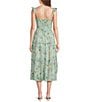 B. Darlin Chiffon Floral Printed Sweetheart Neck Flutter Sleeve Tiered Midi Dress - Image 2