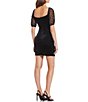 Color:Black - Image 2 - Clip-Dot-Puff-Sleeve V-Neck Cut-Out Stretch Velvet Dress