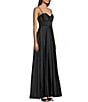Color:Black - Image 3 - Corset Bodice Side Slit Smocked Back Long Dress