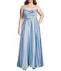 Color:Sky Blue - Image 1 - Plus Cowl Neck Lace-Up Back Front Slit Long Dress