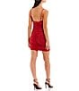 Color:Red - Image 2 - Cowl Neck Ruched Glitter Dress