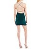 Color:Hunter - Image 2 - Cowl Neck Strappy Back Ruched Bodycon Mini Dress