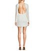 Color:White/Iridescent - Image 2 - Round Neck Long Sleeve Open Back Fringe/Sequin Pull-On Dress