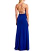 Color:Elect Blue - Image 2 - Cross Back Front Slit Long V-Neck Dress