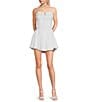 B. Darlin Cuffed Neckline Sleeveless Partial Button Front Fit And Flare Dress, Color:White - Image 1