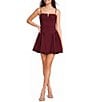 B. Darlin Cuffed Neckline Sleeveless Partial Button Front Fit And Flare Dress - Image 1