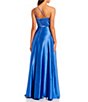 Color:Cobalt Thunder - Image 2 - Double Strap Pocket Long Satin Dress