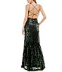 Color:Black/Hunter - Image 2 - Double Strap V-Neck Sequin Dress