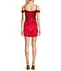 Color:Red - Image 2 - Drape Neck Off-The-Shoulder Faux Wrap Dress