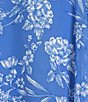 Color:Blue/White - Image 3 - Floral Print Chiffon Long Sleeve V-Neck Shirred Waist Layered Skirt Dress