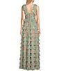 B. Darlin Floral Print Sleeveless Sweetheart Neckline Ruffle Tiered Dress, Color:Sage/Pink - Image 2