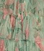 B. Darlin Floral Print Sleeveless Sweetheart Neckline Ruffle Tiered Dress, Color:Sage/Pink - Image 4