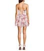 B. Darlin Floral Printed Satin Strapless Corseted Tiered Ruffle Chiffon Lace Up Back Dress - Image 2