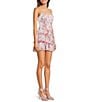 B. Darlin Floral Printed Satin Strapless Corseted Tiered Ruffle Chiffon Lace Up Back Dress - Image 3