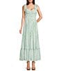 B. Darlin Floral Printed Sweetheart Neck Tie Shoulder Shirred Bustier Maxi Dress - Image 1