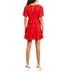 Color:Red - Image 2 - Flutter Short-Sleeve Deep V-Neck Ruffled Tier Fit-And-Flare Dress
