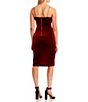 Color:Burgundy - Image 2 - Front Slit Glitter Velvet Midi Dress