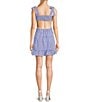 B. Darlin Gingham Print Tie Strap Sweetheart Neck Trim Detail Babydoll Dress, Color:White/Royal - Image 2