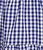 B. Darlin Gingham Print Tie Strap Sweetheart Neck Trim Detail Babydoll Dress, Color:White/Royal - Image 3