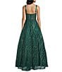 B. Darlin Glitter Accented Square Neck Illusion Bodice Long Dress - Image 2