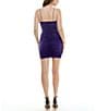 Color:Purple - Image 2 - Glitter Bungee Strap Shirred Bodycon Mini Dress