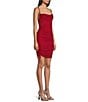 B. Darlin Glitter Drawstring Party Dress, Color:Red/Red - Image 3