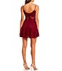Color:Burgundy - Image 2 - Glitter Lace Corset Bodice Fit-And-Flare Party Dress
