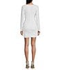 Color:Off White/Silver - Image 2 - Glitter Long Sleeve Shirred Bodycon Dress