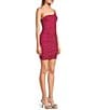 Color:Fuchsia - Image 3 - Glitter One Shoulder Bodycon Mini Dress