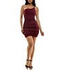 Color:Burgundy - Image 1 - Glitter One Shoulder Bodycon Mini Dress