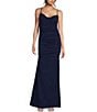 Color:Navy - Image 1 - Glitter Ruched Bodycon Long Dress