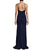 Color:Navy - Image 2 - Glitter Ruched Bodycon Long Dress