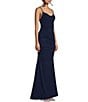Color:Navy - Image 3 - Glitter Ruched Bodycon Long Dress