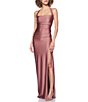 B. Darlin Halter-Neck Shirred Front Slit Fitted Dress - Image 1