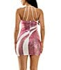 Color:White/Pink Red Rose - Image 2 - Halter Neck Strappy Back Sequin Wave Pattern Bodycon Dress