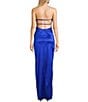 Color:Sapp Blue - Image 2 - Halter Surplus Back Strap Detail Side Shirring Long Dress