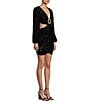 Color:Black/Gold - Image 3 - Long Puff Sleeve Sequin Side Cut-Out Dress
