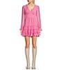 Color:Dark Pink - Image 1 - Long Sleeve Ruffle Tiered A-Line Dress