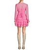 Color:Dark Pink - Image 2 - Long Sleeve Ruffle Tiered A-Line Dress