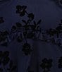 Color:Navy/Black - Image 3 - Floral Print Long Sleeve Ruffle Trim Fit-And-Flare Dress