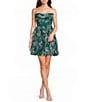 B. Darlin Mesh Floral Printed Strapless Corseted Ruffle Dress - Image 1