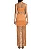 Color:Orange - Image 2 - Mesh Stone Scoop Neck Sleeveless Long Dress