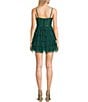 B. Darlin Mesh V-Neck Shirred Bodice Tiered Ruffle Dress, Color:Hunter - Image 2