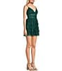 B. Darlin Mesh V-Neck Shirred Bodice Tiered Ruffle Dress, Color:Hunter - Image 3
