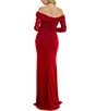 B. Darlin Off-The-Shoulder Long Sleeve Shirred Bodice Dress, Color:Red - Image 2