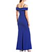 Color:Elect Blue - Image 2 - Off-The-Shoulder Notch Neckline Scuba Crepe Trumpet Long Dress