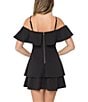 Color:Black - Image 5 - Off-The-Shoulder Popover Double Hem Skater Dress