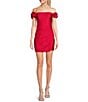 Color:Red - Image 1 - Off-The-Shoulder Ruffle Strap Faux Wrap Bodycon Dress