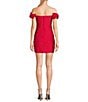 Color:Red - Image 2 - Off-The-Shoulder Ruffle Strap Faux Wrap Bodycon Dress
